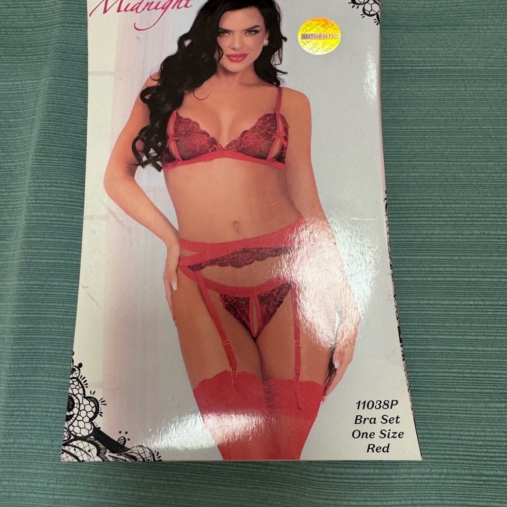 Midnight Red Lace Bra Set
